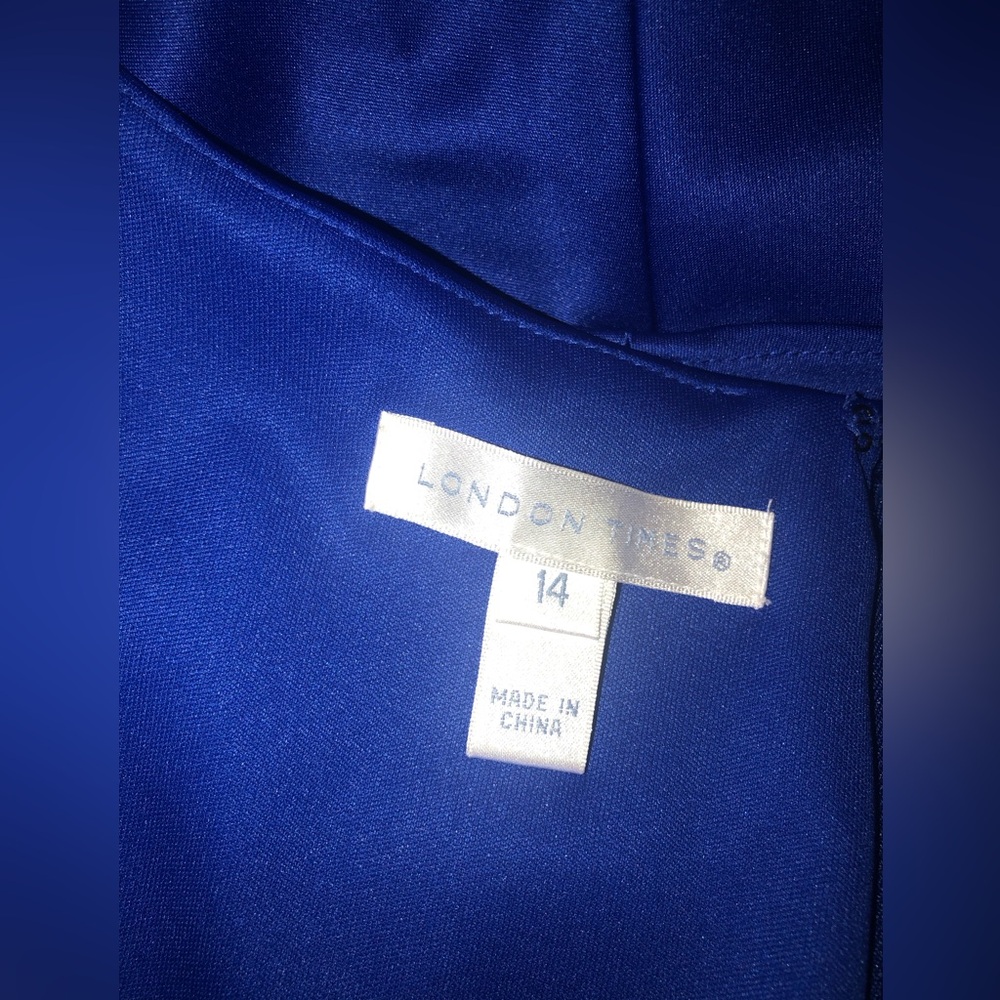 London Times royal blue Twilight bodycon cocktail dress size 14 - Picture 2 of 4